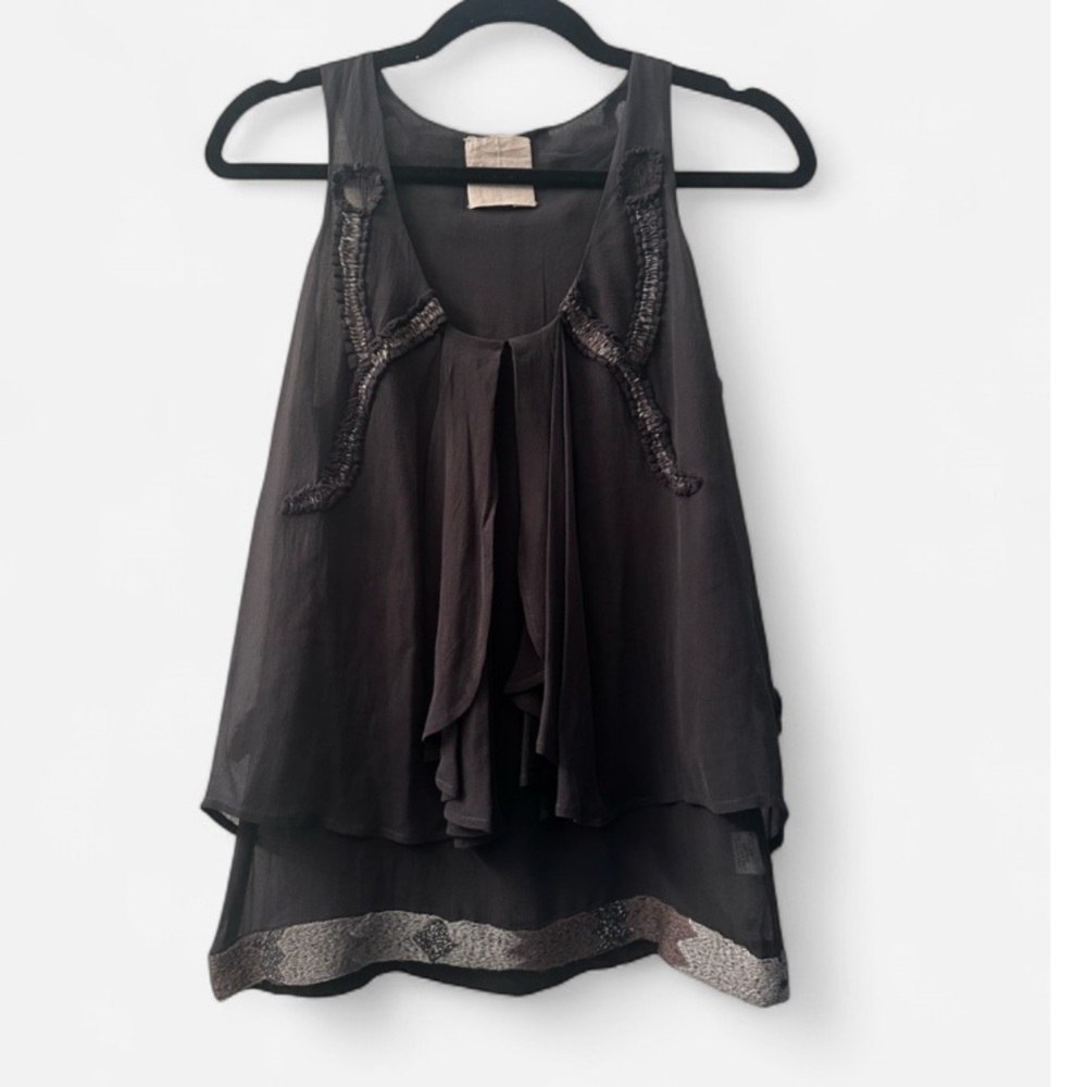 Saivana grey Asymmetrical Tiered Tank Top XS